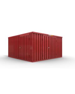 Lagercontainer 5 x 4 m, Doppelflügeltür 1830 mm mittig in Stirnseite, feuerrot