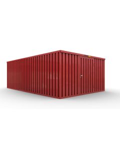 Lagercontainer 5 x 6 m, Einflügeltür 1270 mm mittig in Breitseite, feuerrot