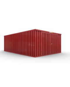Lagercontainer 4 x 6 m, Doppelflügeltür 2750 mm mittig in Stirnseite, feuerrot