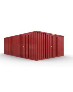 Lagercontainer 4 x 6 m, Doppelflügeltür 1830 mm mittig in Stirnseite, feuerrot