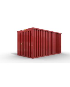 Lagercontainer 3 x 2 m, Doppelflügeltür 1830 mm mittig in Stirnseite, feuerrot